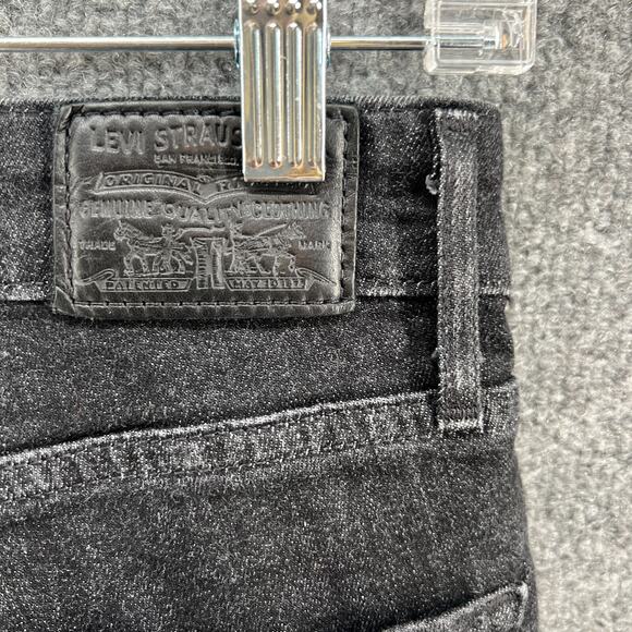 Levis Jeans Womens 25 Black Denim Frayed Hem High Rise Skinny Floral‎ Bohemian - Picture 12 of 15